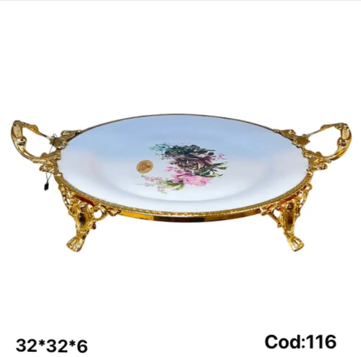 دیس گرد شیرینی خوری چینی برنجی لمونژ دلوین|صنایع دستی و سایر لوازم تزئینی|اهواز, زردشت|دیوار