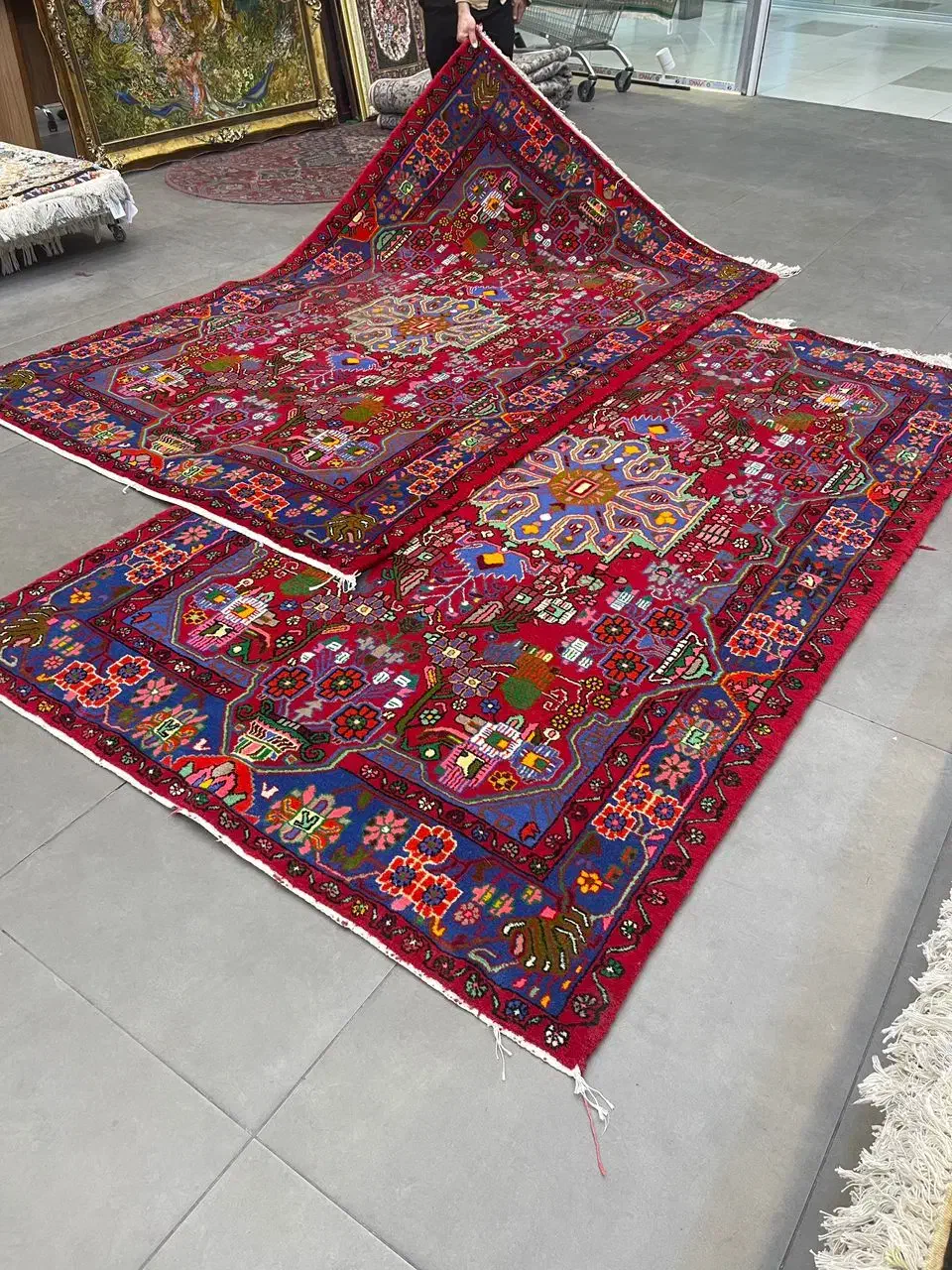 فرش دستباف (بساک) جفت ۵ متری نهاوند زیبا|فرش|مشکین‌دشت, |دیوار