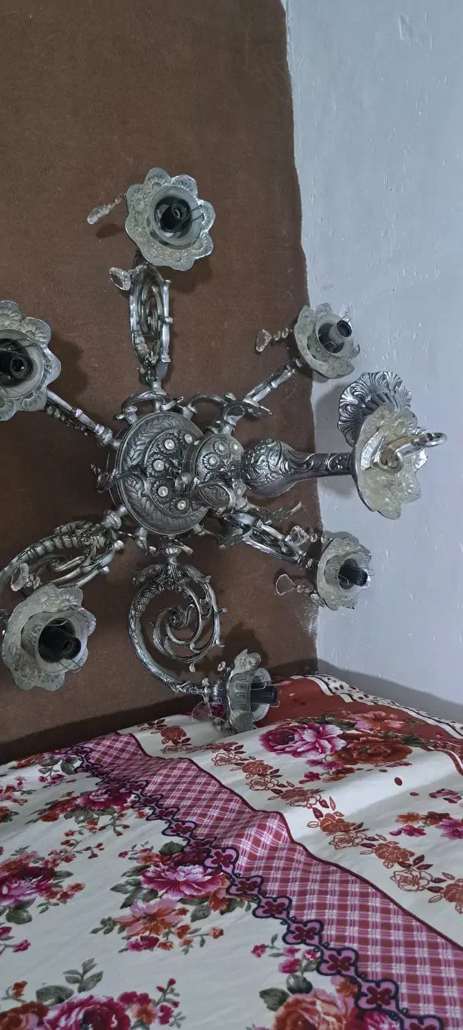 لوسترتمیزوسالم نقره ای برنز|لوستر و چراغ آویز|تبریز, |دیوار