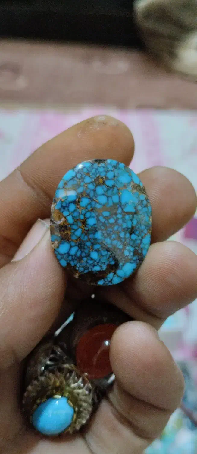 فیروزه نیشابور طبیعی عنکبوتی|جواهرات|قم, زنبیل آباد|دیوار