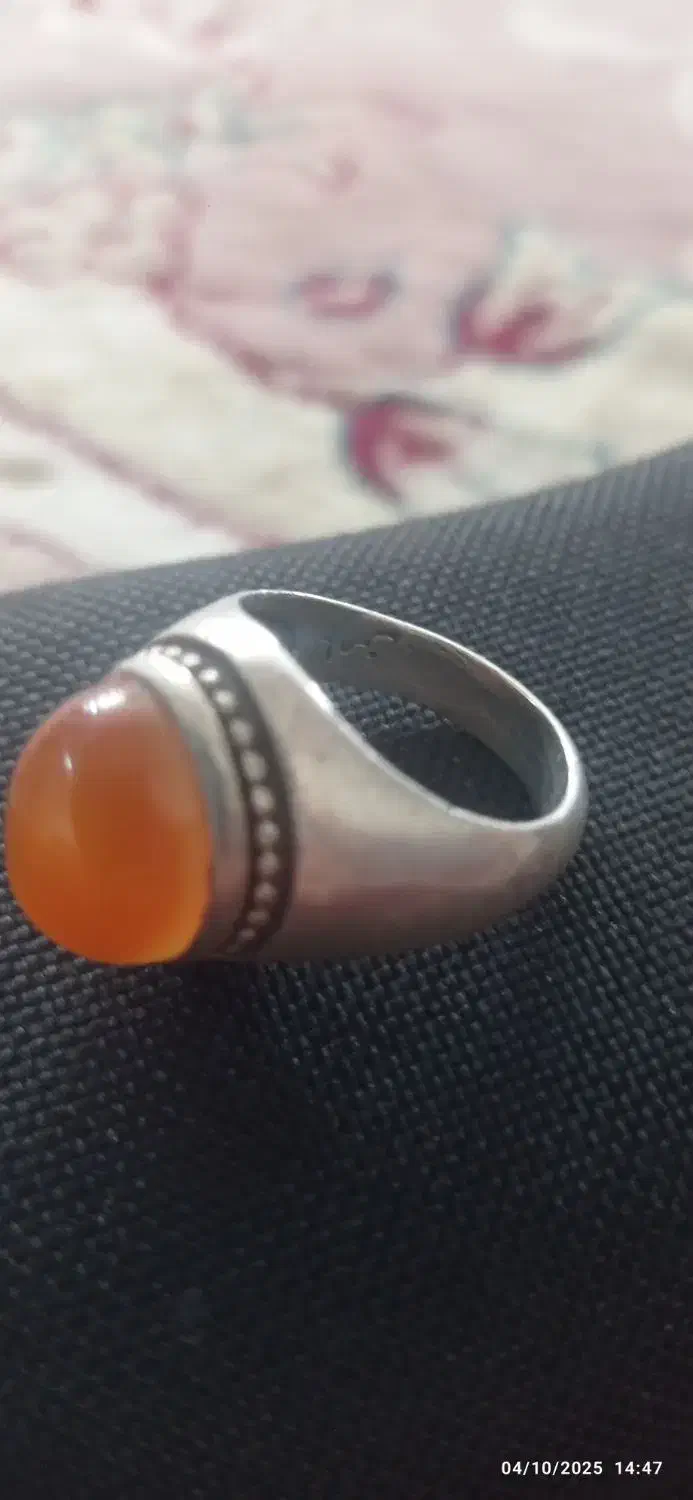 انگشتر نقره ۹۲۵با سنگ عقیق یمنی و یاقوت سرخ|زیورآلات و اکسسوری|ملایر, |دیوار