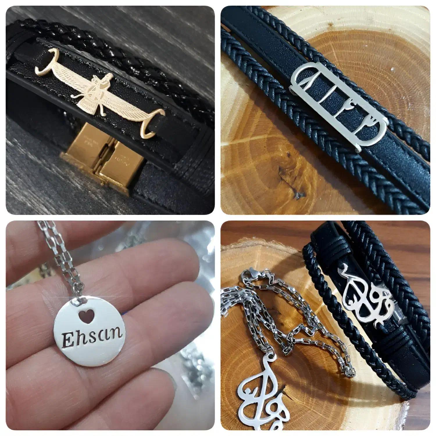 ساخت پلاک نقره دستبند چرم و گردنبند با طرح دلخواه|بدلیجات|مشهد, رسالت|دیوار