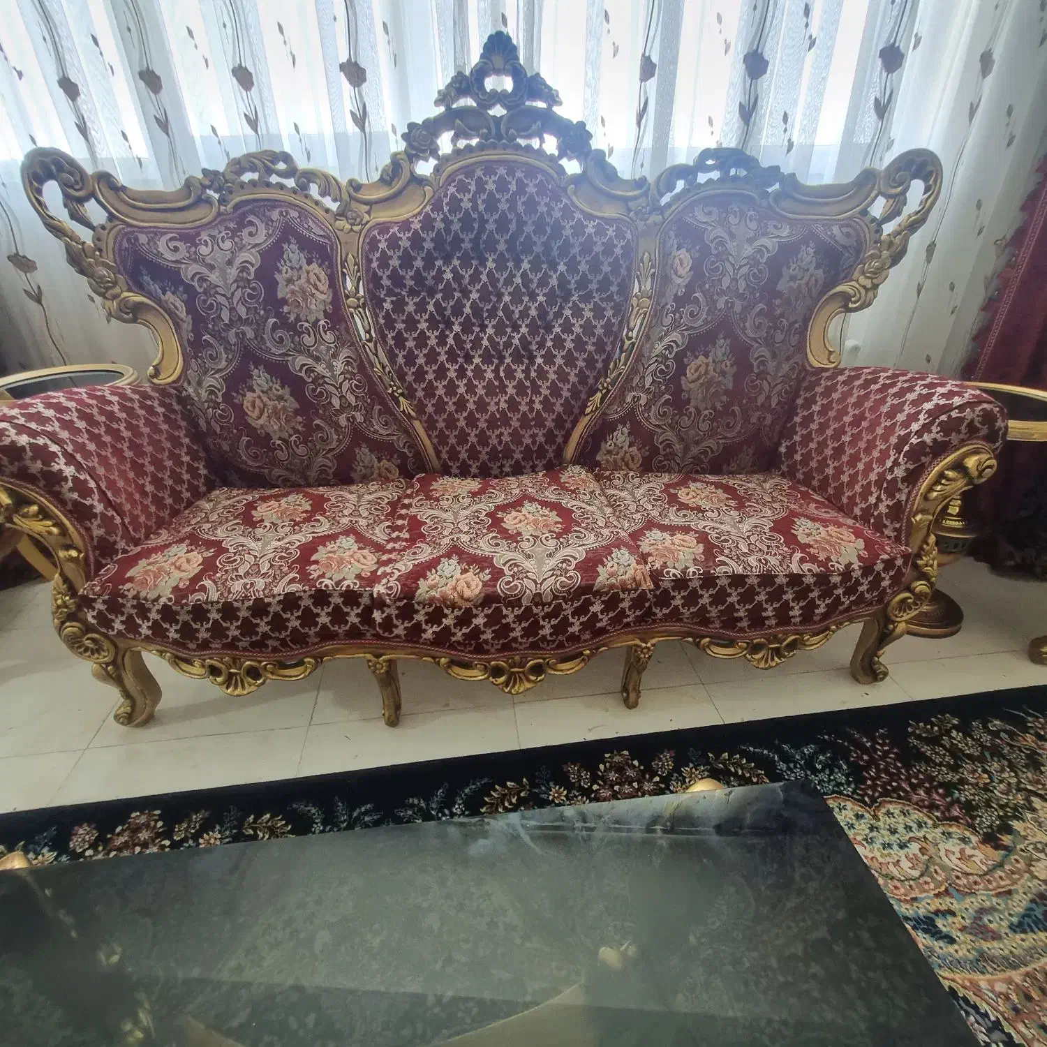 مبل سلطنتی چوب راش ورق طلا|مبلمان خانگی و میز عسلی|مشکین‌دشت, |دیوار