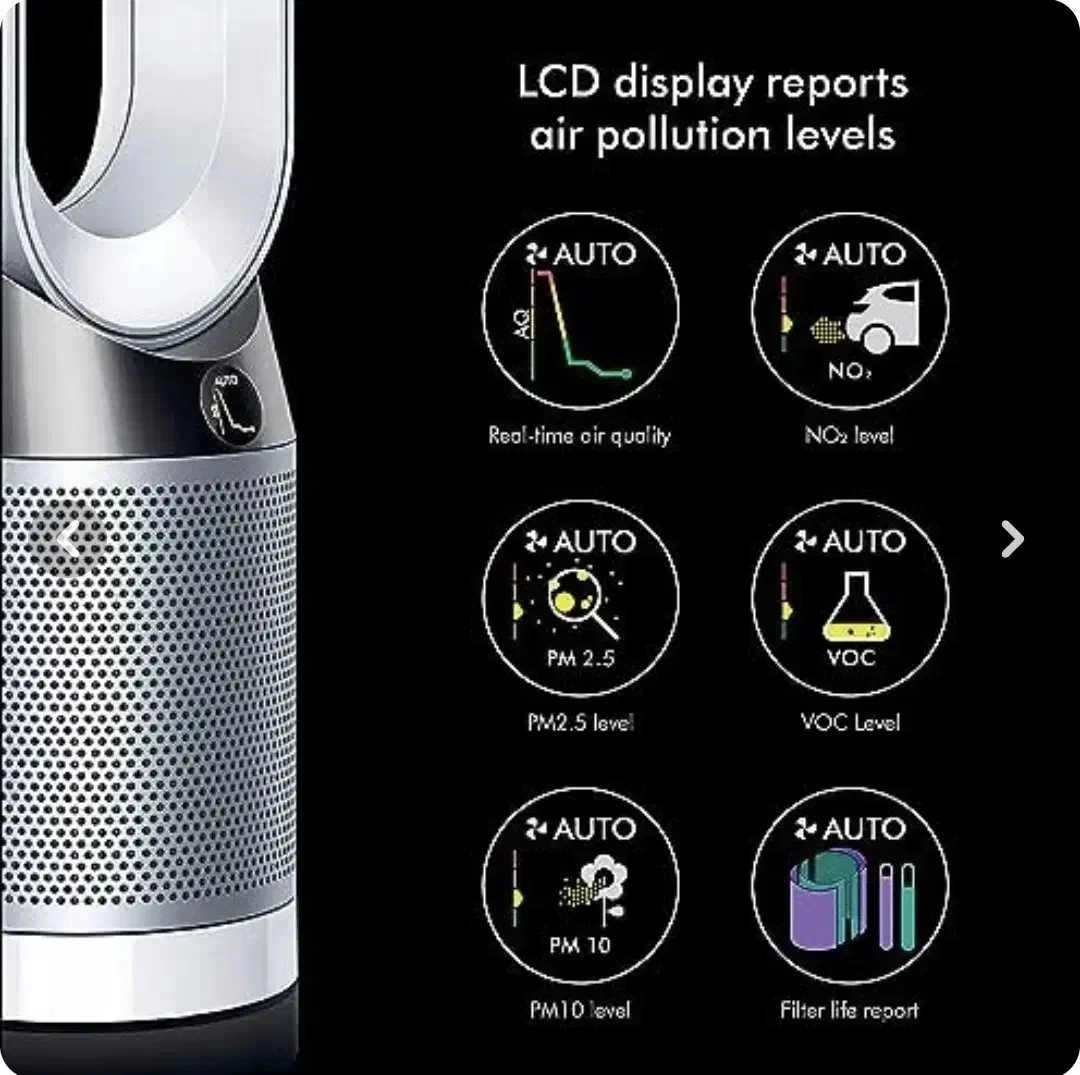 دایسون فن رنگ سفید و نقره ای|پنکه و تصفیهکنندهٔ هوا|پیپ, |دیوار