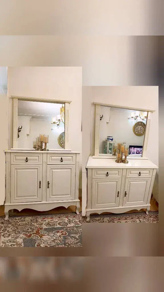 دکور ۳ طبقه و آینه کنسول ست|بوفه، ویترین، کنسول|ری, دولت‌آباد|دیوار