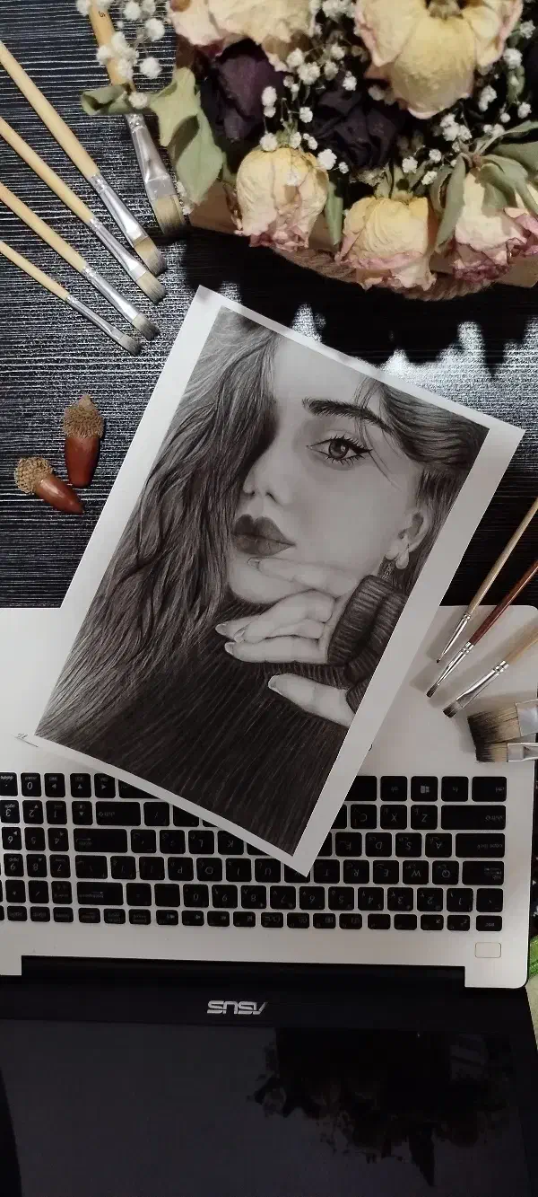 طراحی چهره/ سیاه قلم /نقاشی|تابلو، نقاشی، عکس|ایلام, |دیوار