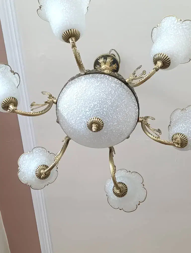 لوستر۶ شاخه برنجی|لوستر و چراغ آویز|تبریز, |دیوار