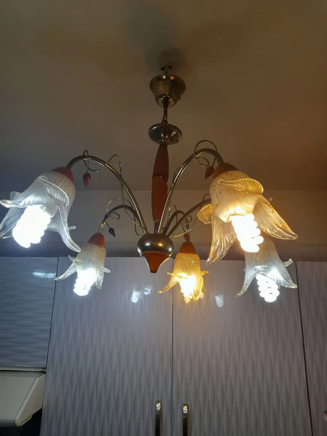 لوستر ۵ شاخه شیشه ای|لوستر و چراغ آویز|تهران, نظامآباد|دیوار