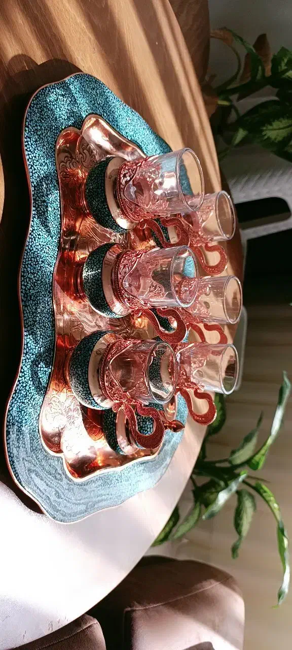 سینی سینی و گالش فیروزه کوبی وقلمکاری|صنایع دستی و سایر لوازم تزئینی|شهرکرد, |دیوار