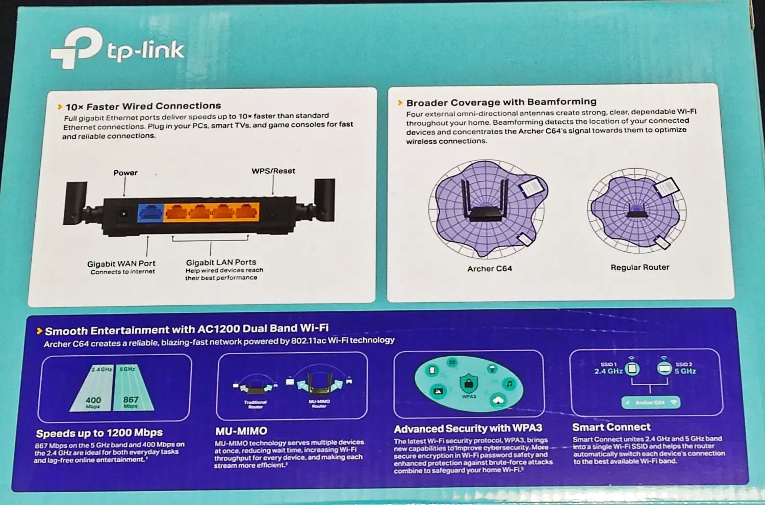 روتر بی‌سیم AC1200 TPLink مدل Archer C64|مودم و تجهیزات شبکه|تهران, اکباتان|دیوار