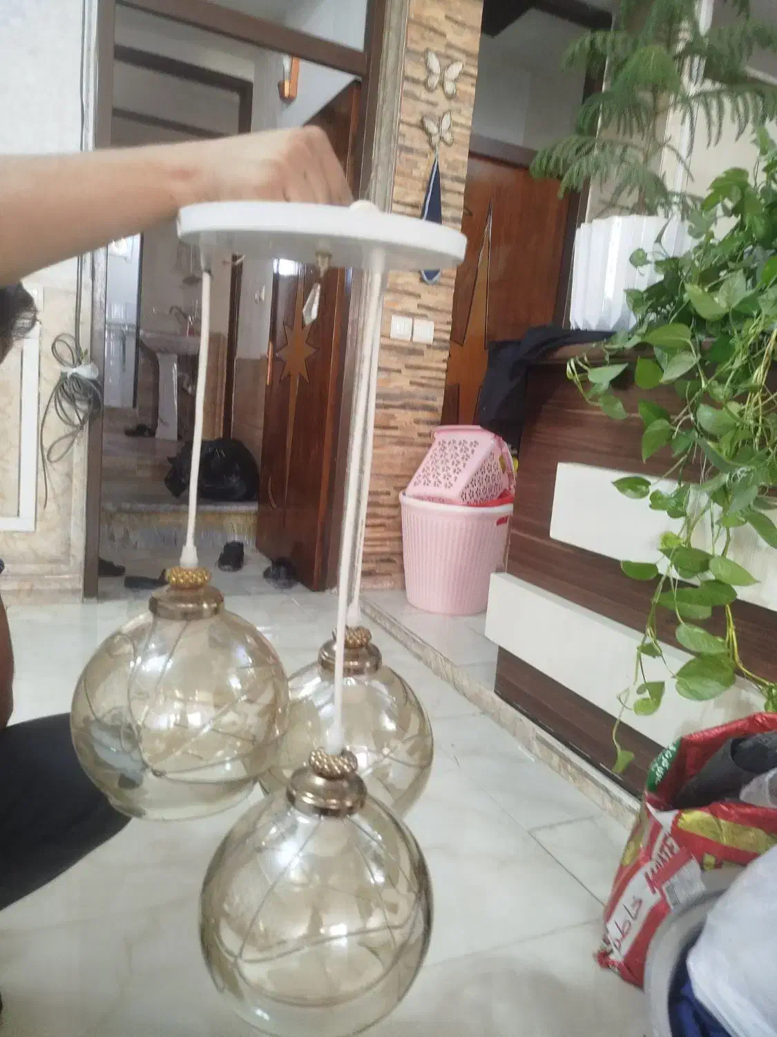 لوستر توپی دودی|لوستر و چراغ آویز|اصفهان, خانه اصفهان|دیوار