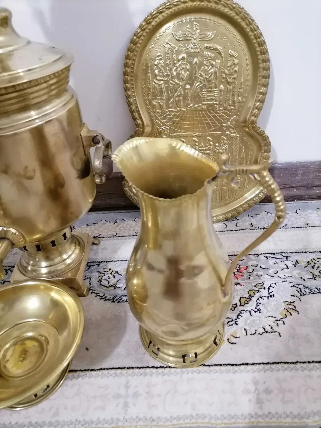 سرویس سماور زغالی، 6 تکه|کلکسیون اشیاء عتیقه|بومهن, |دیوار