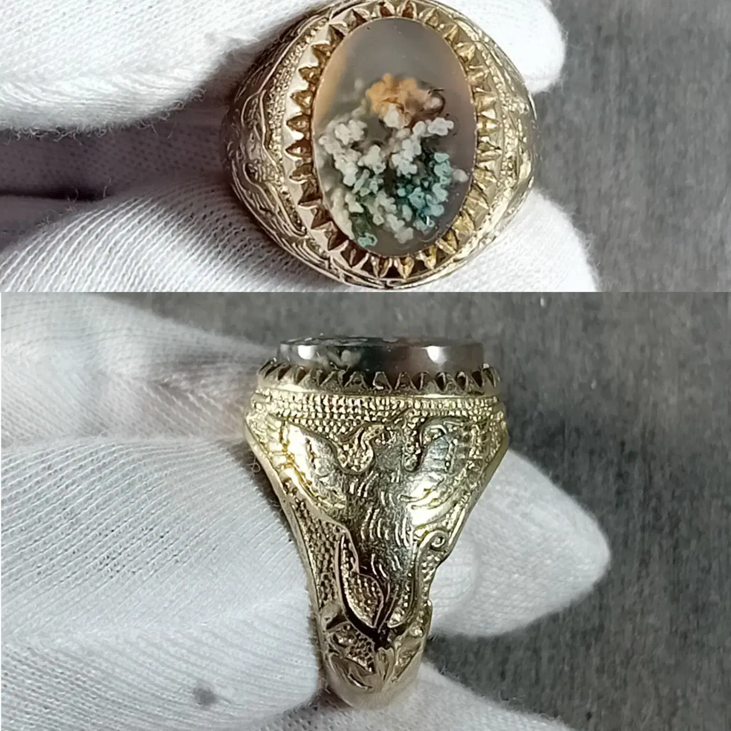 انگشتر عقیق شجر هفت رنگ|جواهرات|بم, |دیوار