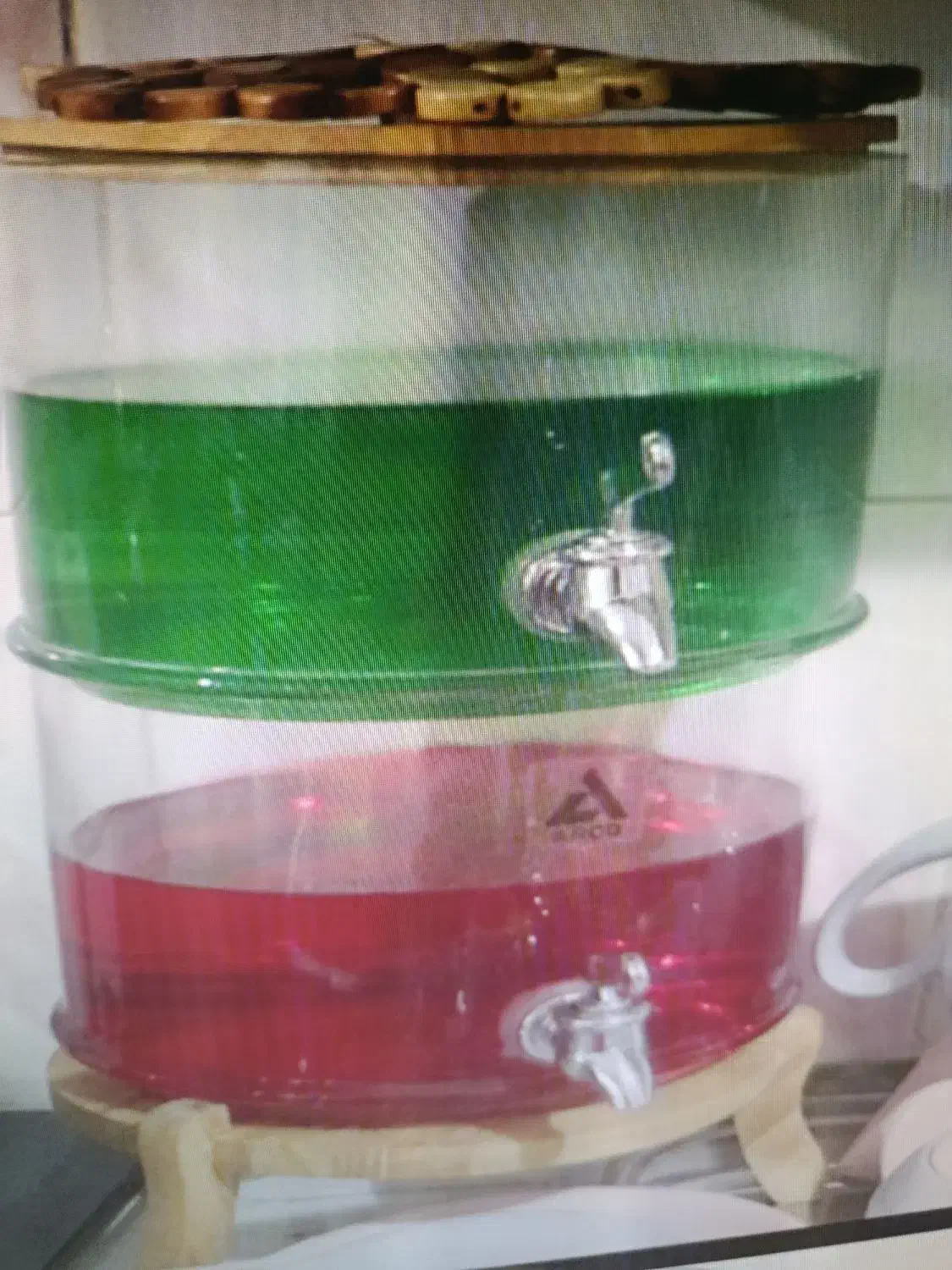 کلمن شیشه ای دوطبقه پایه و درب چوبی|ظروف سرو و پذیرایی|دشتابی, |دیوار