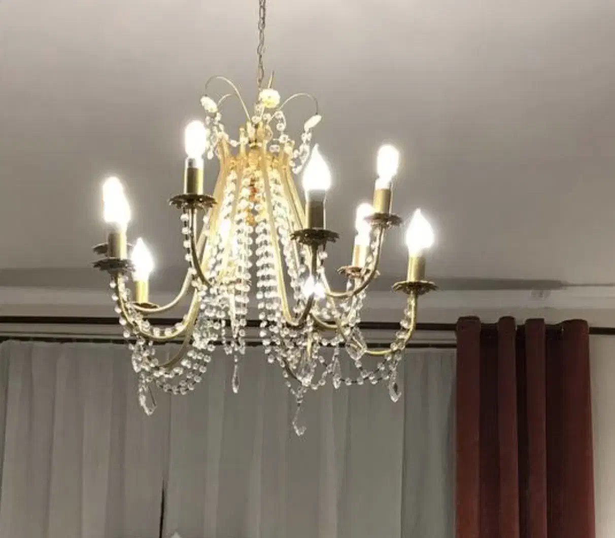 لوسترتمام برنجی آب طلا کاری شده کاردست|لوستر و چراغ آویز|مشهد, سناباد|دیوار