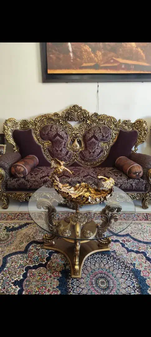مبل استیل سلطنتی ۹ نفره با کنسول|مبلمان خانگی و میز عسلی|ملایر, |دیوار