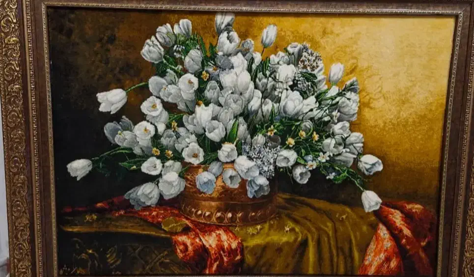 تابلوفرش فرش دستباف طرح سبدگل|تابلو فرش|اصفهان, زهران|دیوار