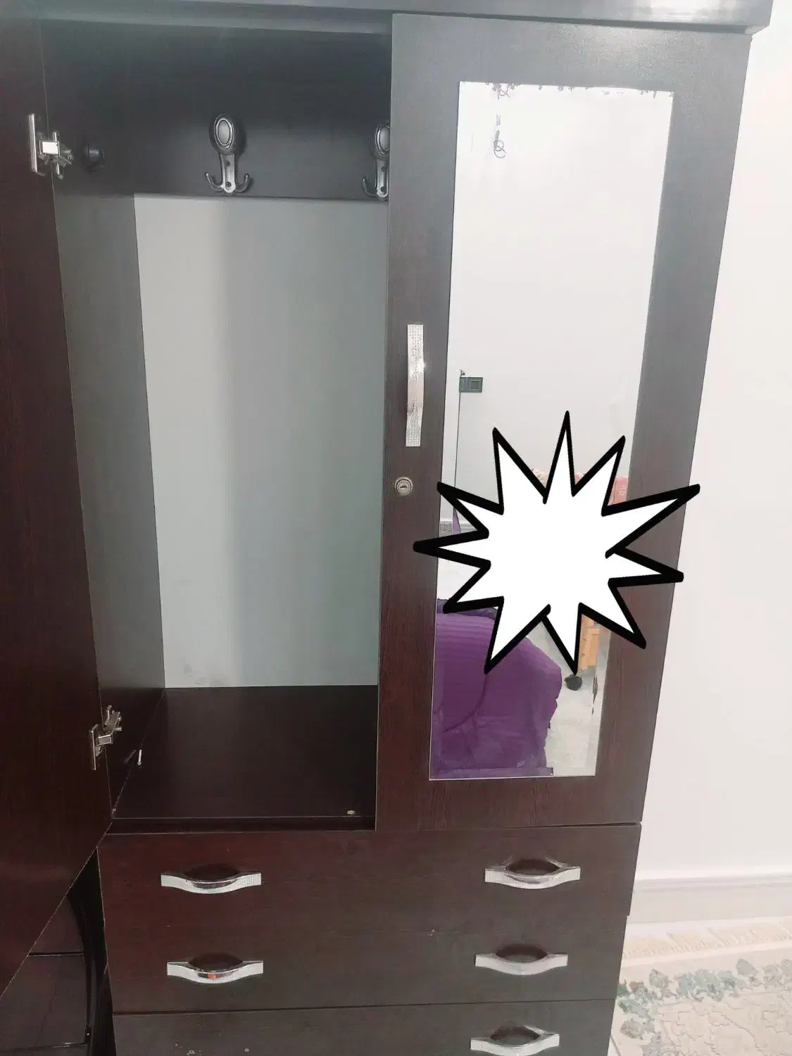 کمد قد آینه دار چهار کشو|جاکفشی، کمد، دراور|کهنوج, |دیوار