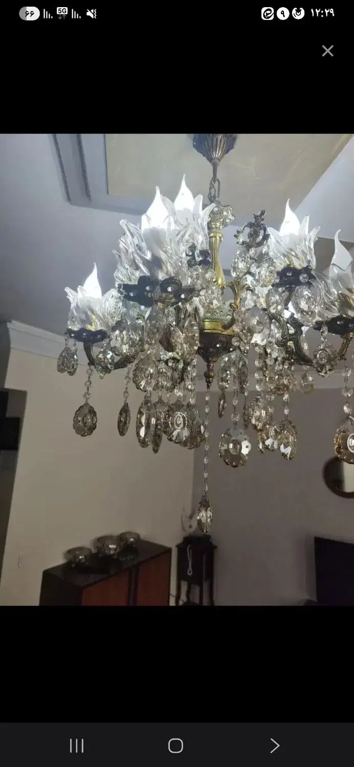 لوستر پنج شاخه ده شعله|لوستر و چراغ آویز|بهارستان, |دیوار