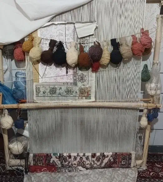 دار قالی زر نیم همراه با فرش نصفه|فرش|اراک, |دیوار