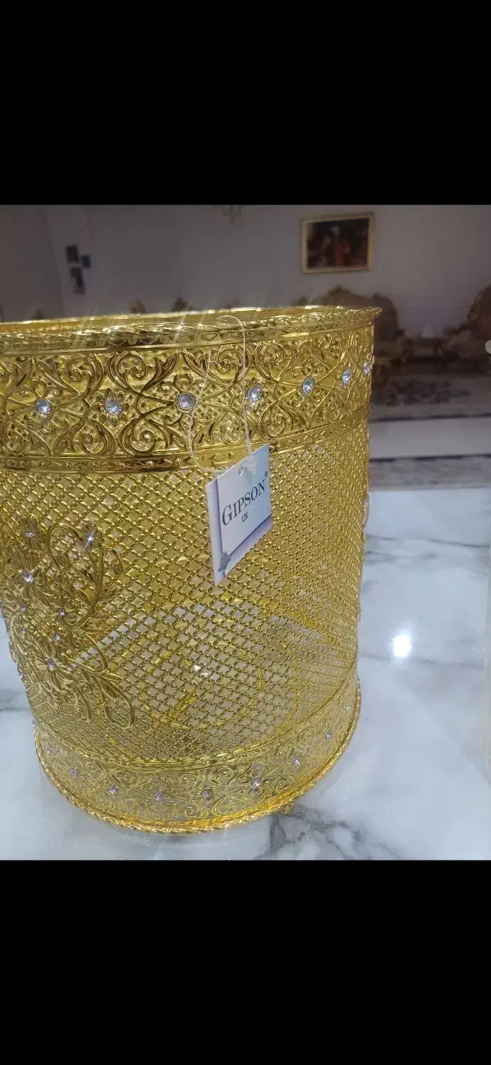 ست جادستمال کاغذی و سطل آشغال طلایی با رنگ ثابت|صنایع دستی و سایر لوازم تزئینی|تهران, امام زاده حسن|دیوار
