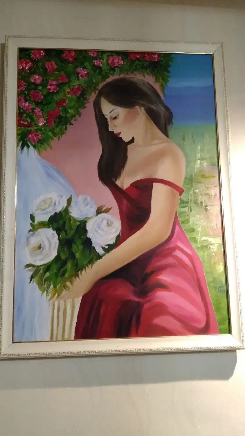 فروش تابلو رنگ روغن ۵۰*۷۰ با قاب سفید|تابلو، نقاشی، عکس|تهران, سازمان آب|دیوار