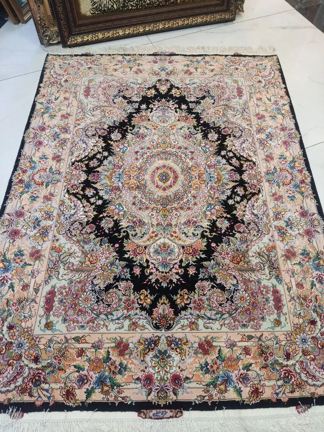 قالیچه دستبافت 3متری خطیبی. مشکی 55رج|فرش|تهران, پونک|دیوار