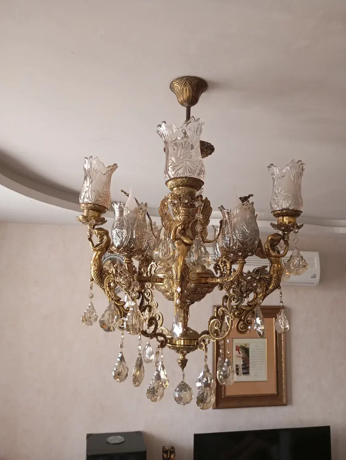 3عدد لوستر فرشته برنجی|لوستر و چراغ آویز|گرمسار, |دیوار