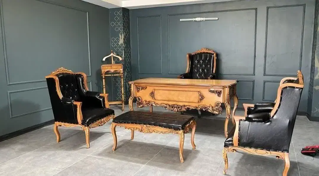 مبلمان اداری کویین تاج دار کلاف چوب راش میز مدیریت|مبلمان اداری|تهران, فاطمی|دیوار