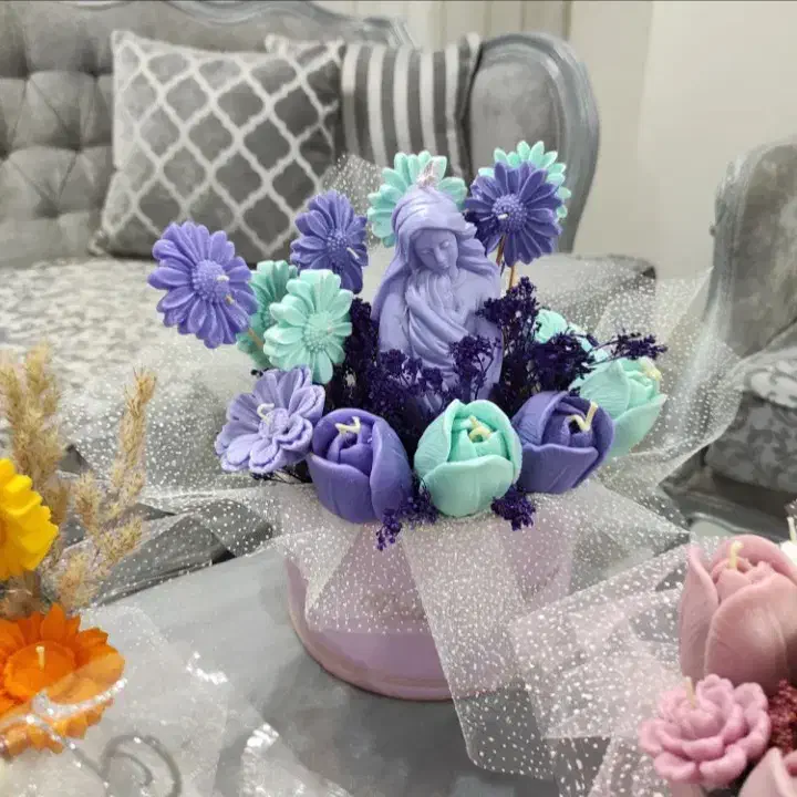 باکس و دسته گل های زیبا شمع دست ساز روز مادر|صنایع دستی و سایر لوازم تزئینی|دوگنبدان, |دیوار