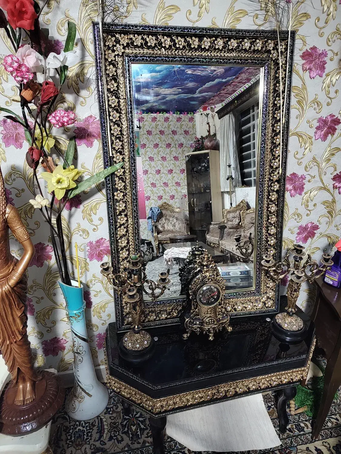 آینه و شمعدانی|آینه|یزد, |دیوار