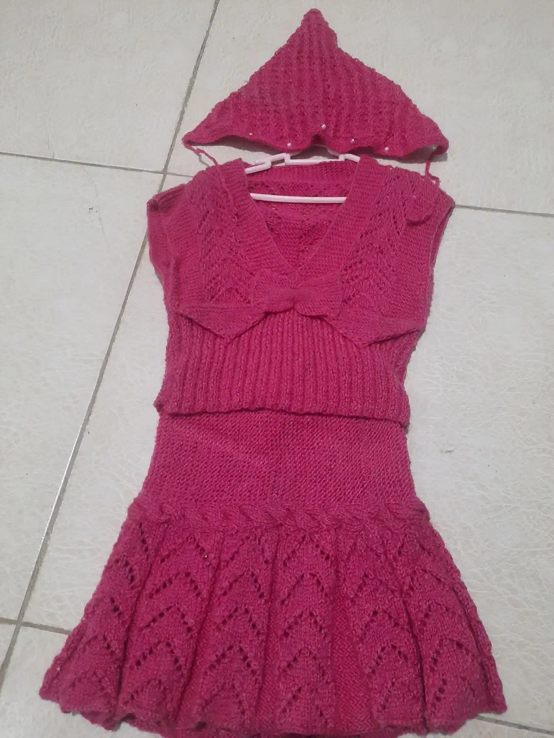 لباس دخترانه بافت با دست یلدایی و غیر یلدا|کفش و لباس بچه|اصفهان, کنگاز|دیوار