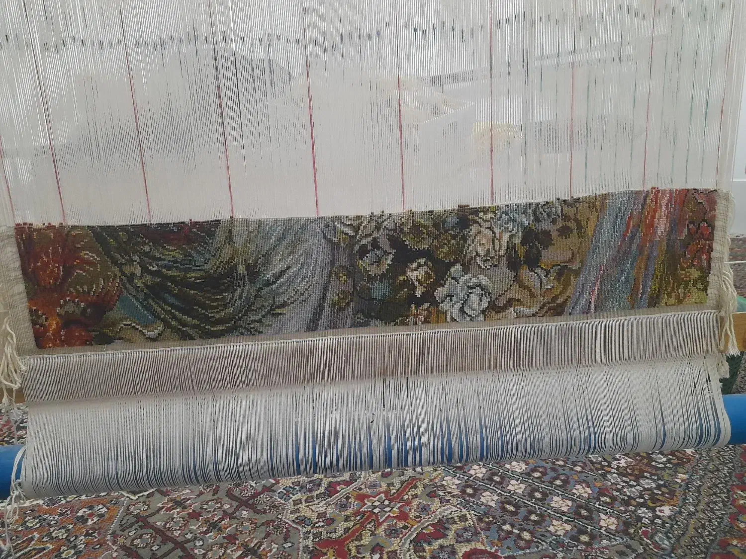 تابلو فرش دستباف نیمه‌کاره طرح شکفتن|تابلو فرش|مبارکه, |دیوار