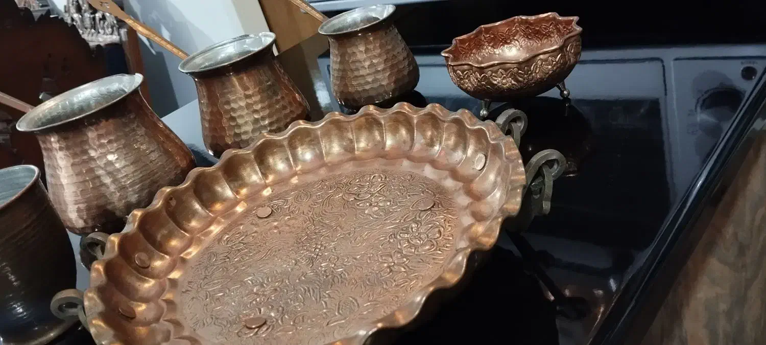 هفت تکه ظروف مس|ظروف سرو و پذیرایی|جیرفت, |دیوار