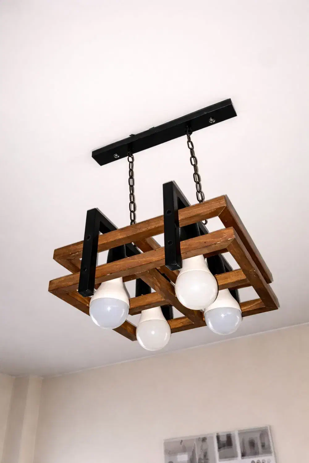 لوستر ، آویز چوبی فلزی|لوستر و چراغ آویز|اصفهان, چرخاب|دیوار