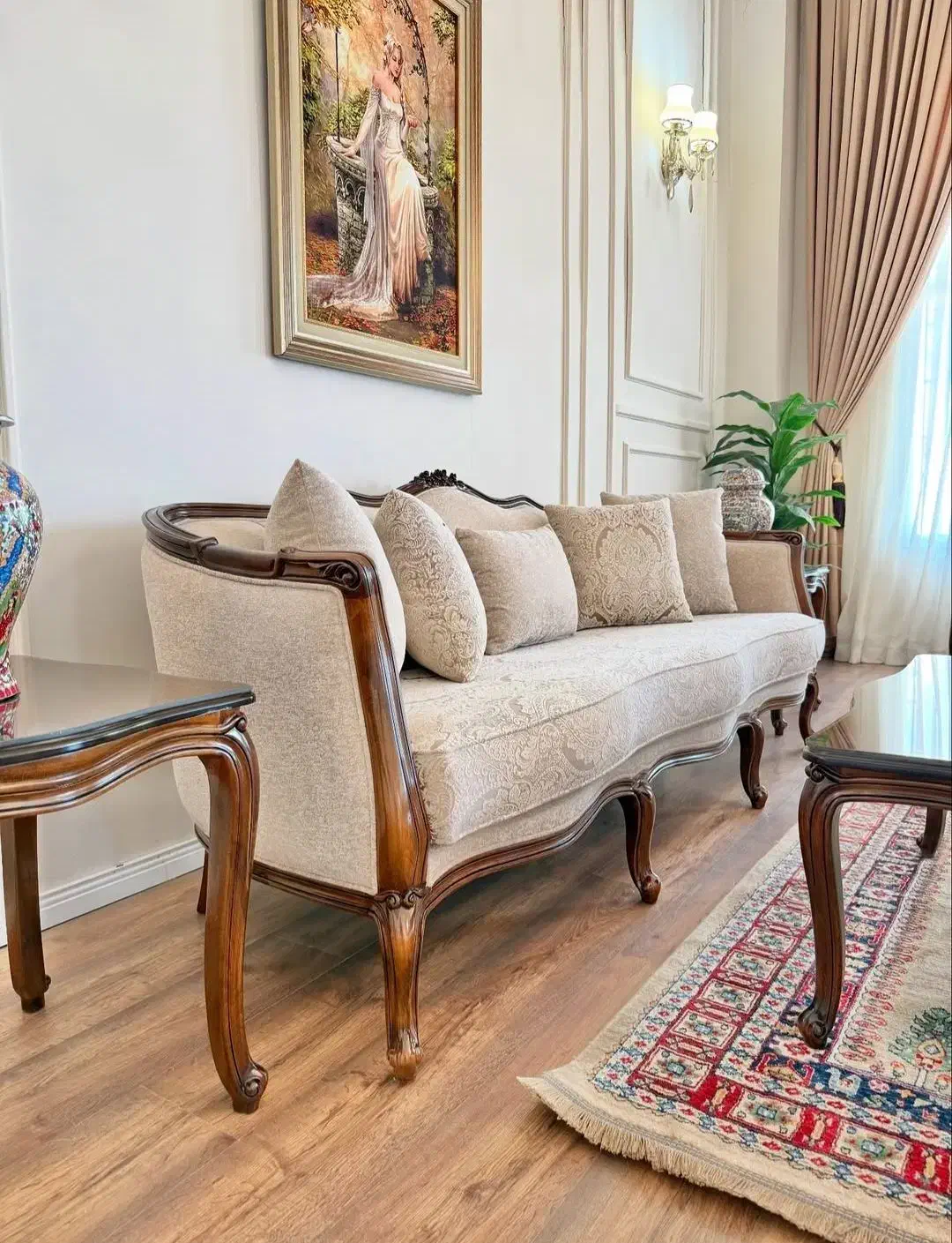 مبل سه گل فرانسوی با پارچه پتینه ضدلک/خرید اقساطی/|مبلمان خانگی و میز عسلی|اردبیل, |دیوار