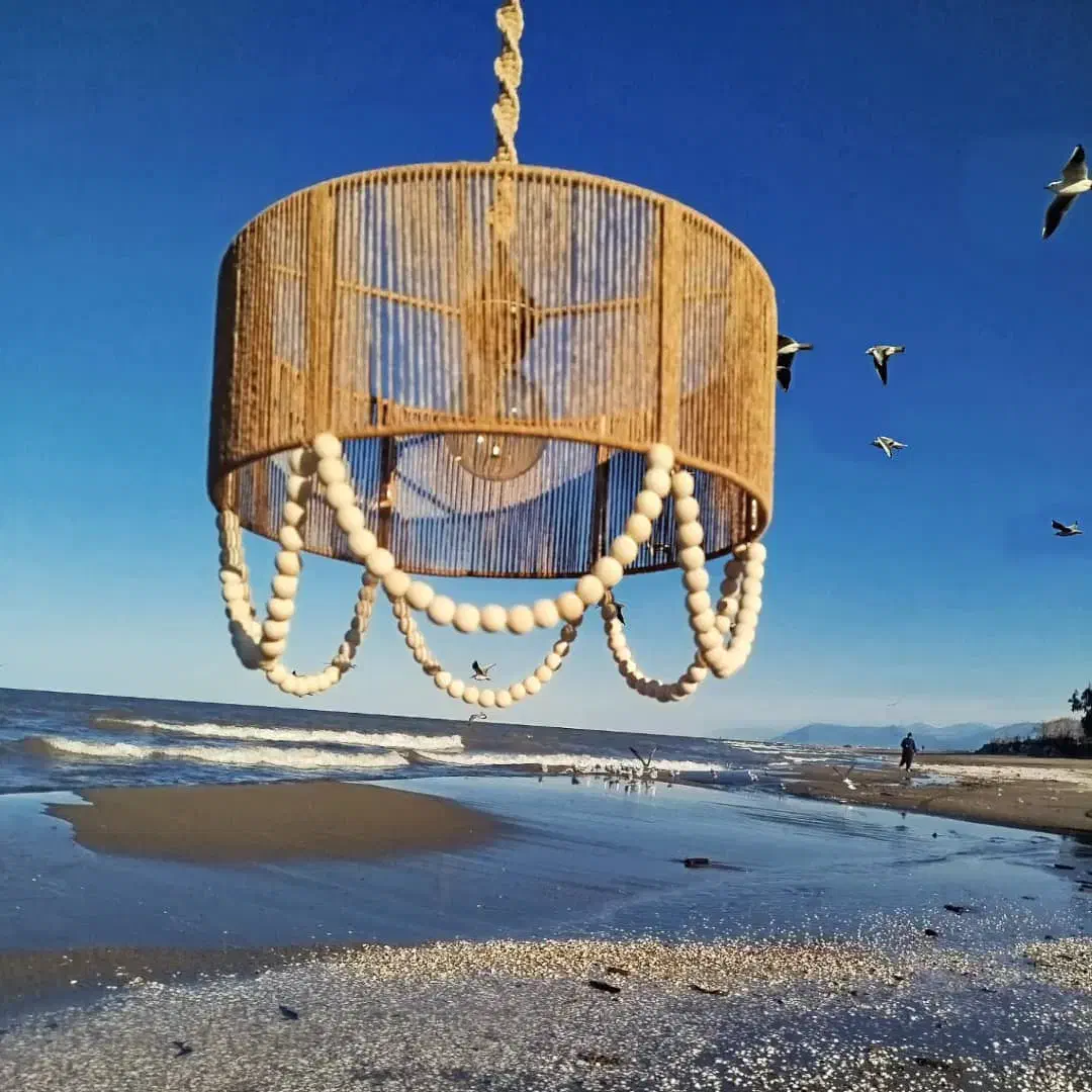 لوستر مدرن مهره چوبی|لوستر و چراغ آویز|چالوس, |دیوار