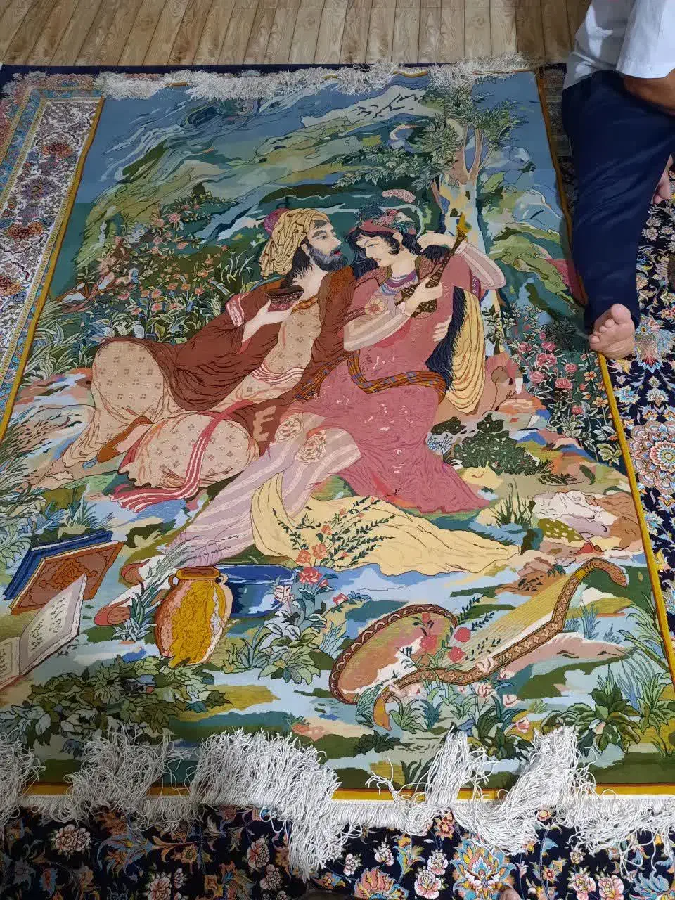 فرش ۵۰ رج چله ابریشم|فرش|کرمانشاه, |دیوار