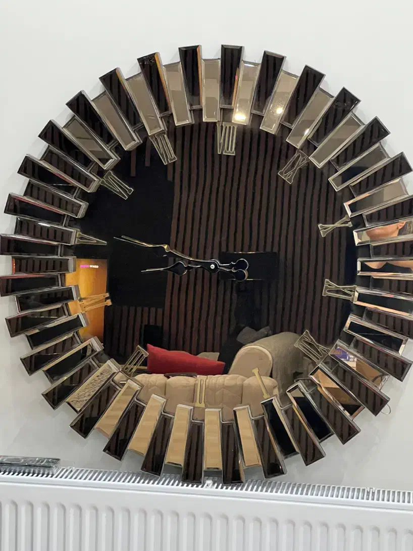 ساعت دیواری آینه ای قطر ۸۸ سانتیمتر طرح خورشید|ساعت دیواری و تزئینی|کرج, گوهردشت|دیوار