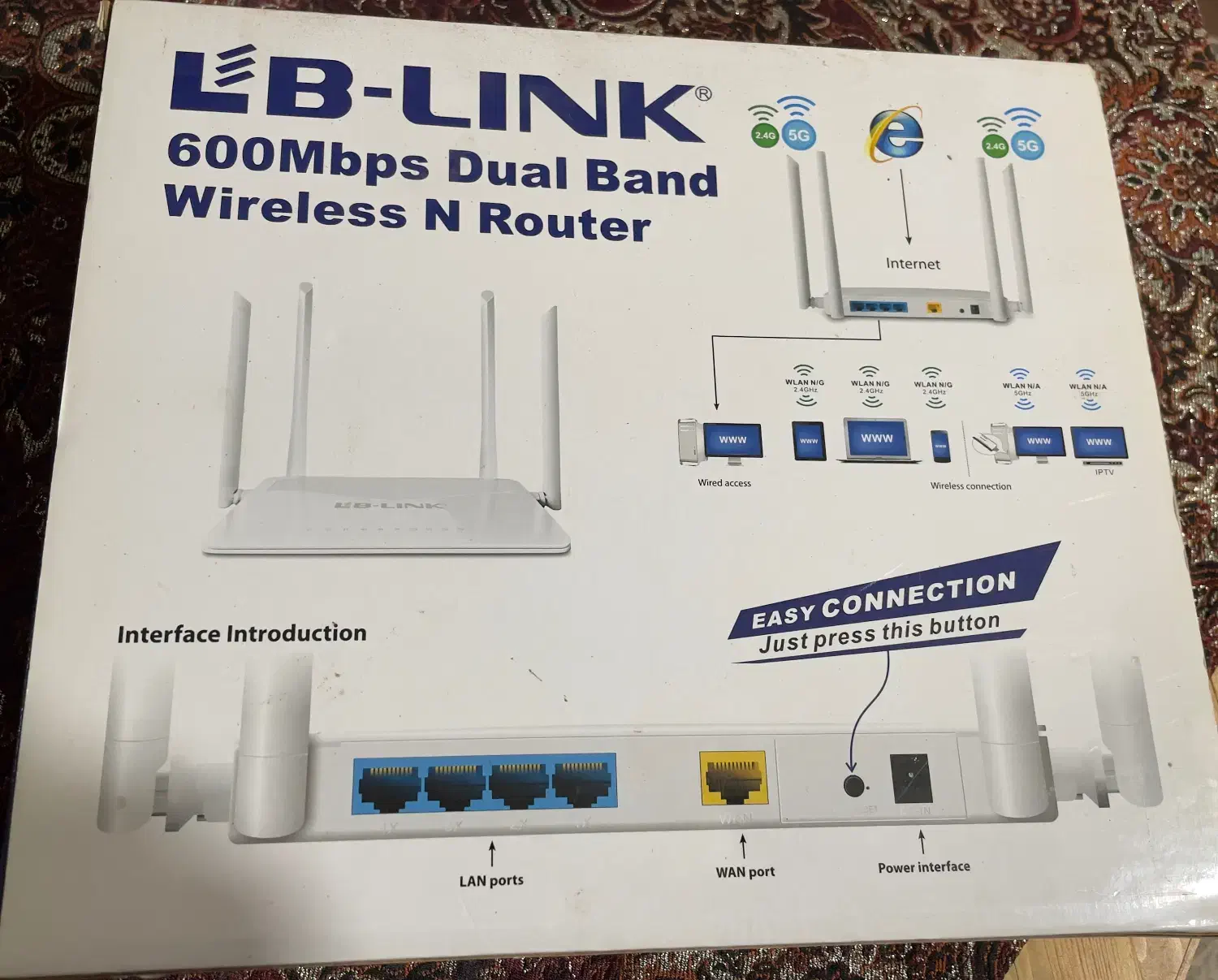 روتر LB LINK ، مدل۶۰۰Mbps Dual Band Wireless N|مودم و تجهیزات شبکه|رشت, کاکتوس|دیوار
