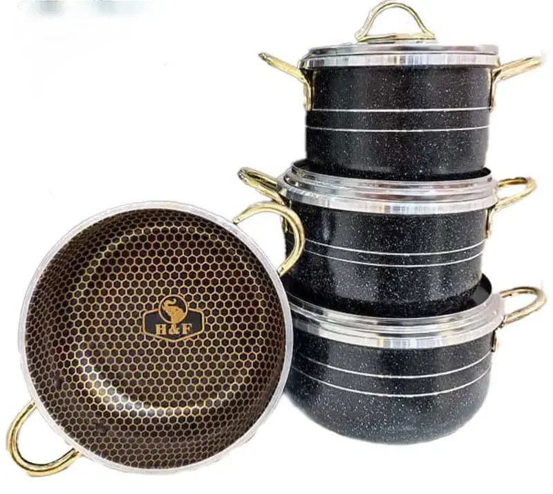 قابلمه تفلون 7پارچه طرح کف زنبوری و طرح ماربل|ظروف پختوپز|سبزوار, فیاض|دیوار