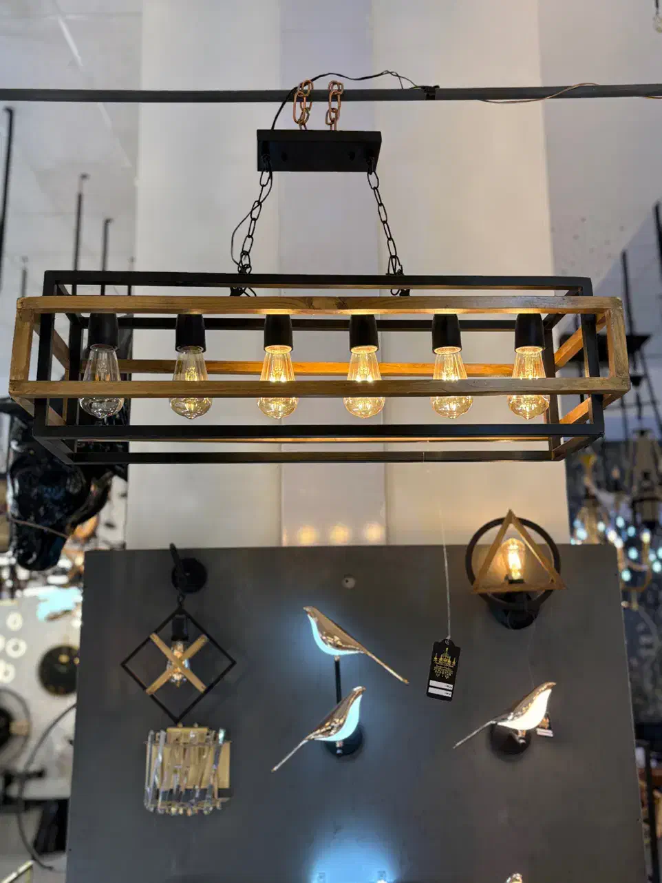 لوستر فلز چوبی|لوستر و چراغ آویز|قیامدشت - خاورشهر, |دیوار