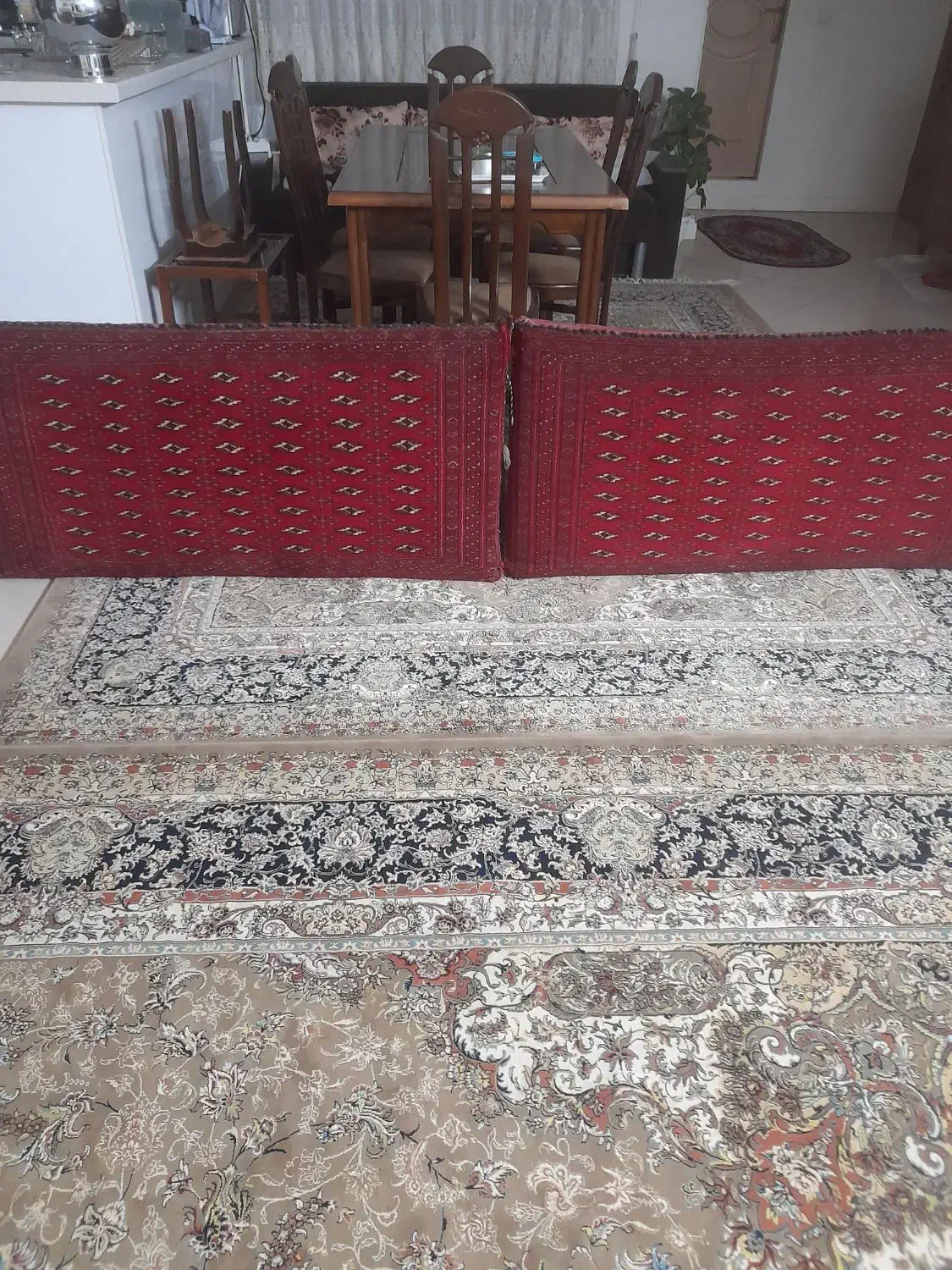 یک جفت پشتی دستباف ترکمن|پشتی|فردیس, سرحدی|دیوار