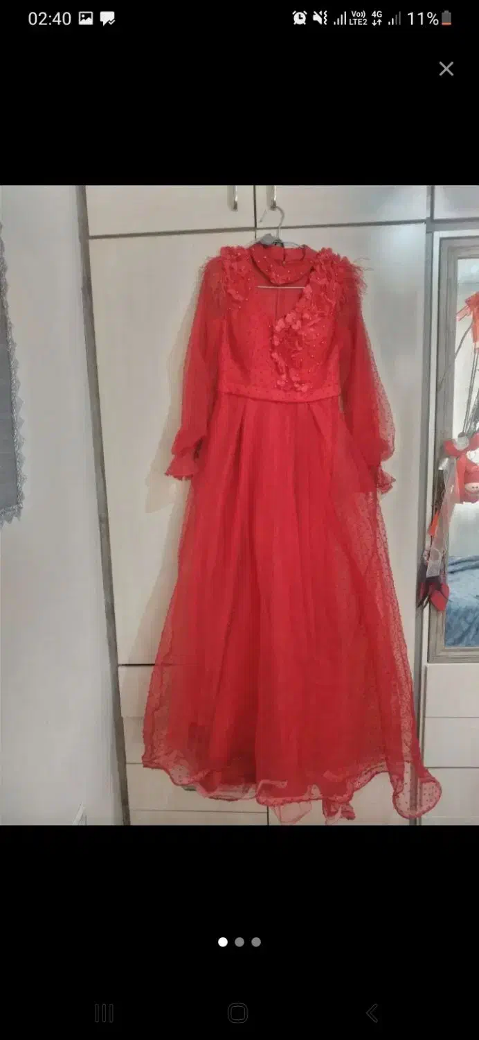 لباس مجلسی قرمز ژیپون دار زیر قیمت بازار|لباس|گلبهار, شهر جدید گلبهار|دیوار