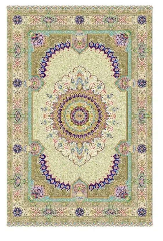 فرش کرم رنگ کد ۱۶۰۰۹۳ ابریشمی|فرش|تهران, نیلوفر|دیوار