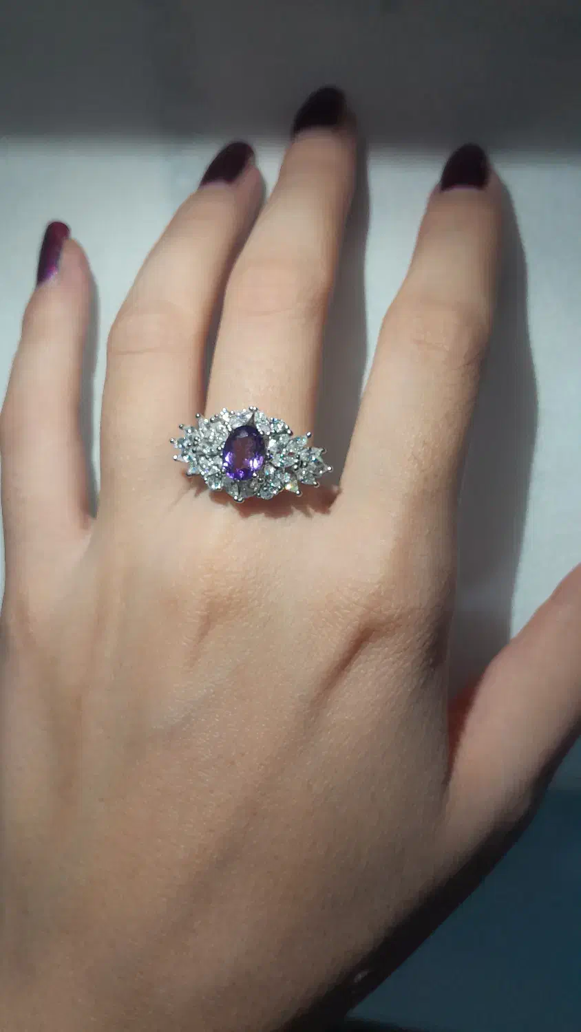 انگشتر نقره با سنگ اماتیس اصل|جواهرات|نقده, |دیوار