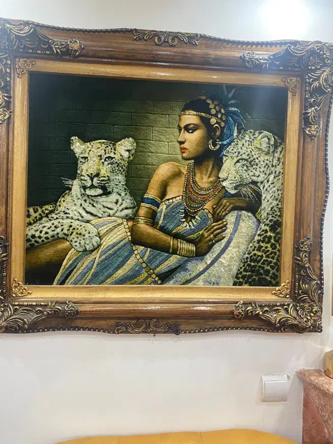 تابلو فرش ابریشم دست بافت تبریز باشناسنامه|فرش|رشت, معلم|دیوار