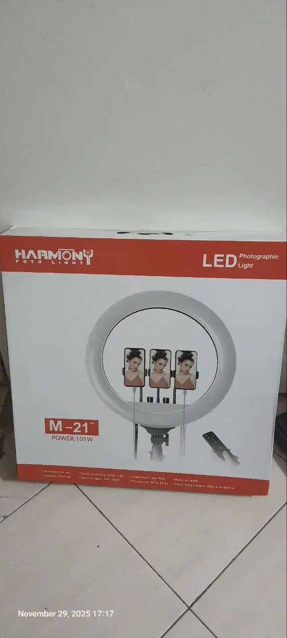رینگ لایت با سه پایه مدل Harmony M21 در حد نو|دوربین عکاسی و فیلم‌برداری|قدس, شهر‌قدس|دیوار
