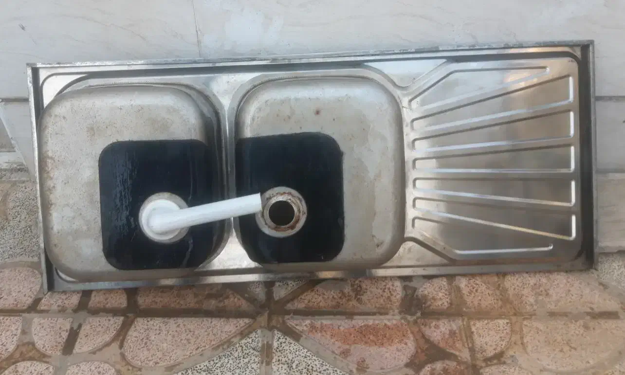 سینک ظرف شویی دو قلو|آب‌چکان و نظم‌دهنده ظروف|خمین, |دیوار