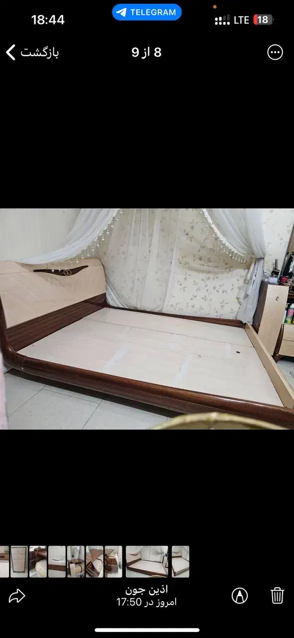 تخت دو نفره و میز توالت در حد نو|تخت و سرویس خواب|ری, سرتخت|دیوار